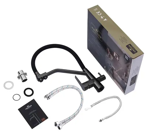 Змішувач для кухні з підключенням до фільтра Kroner KRP Edelstahl Klassisch - PVD03817BLK (CV031898) - фото 8