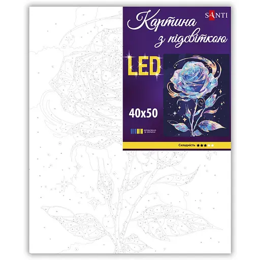 Картина за номерами Santi Блискуча троянда LED підсвітка 40 x 50 см  (956647) - фото 2