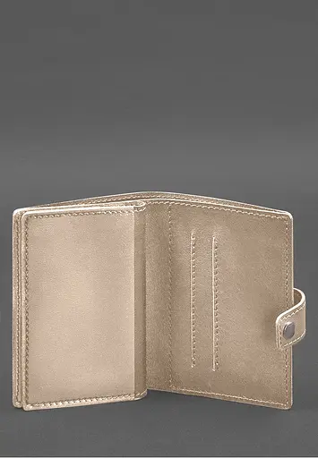 Кожаная обложка-портмоне для военного билета офицера запаса (узкий документ) Светло-бежевый - фото 6