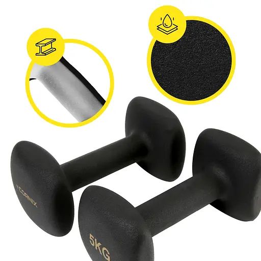 Гантелі вінілові Cornix Square 2 x 5 кг XR-0410 Black - фото 2