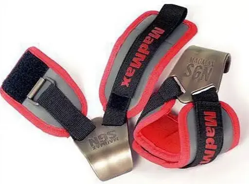 Крюки для тяги на запястье MadMax MFA-330 Lat Hooks Antic silver/Grey/Red (MFA-330-U) - фото 3