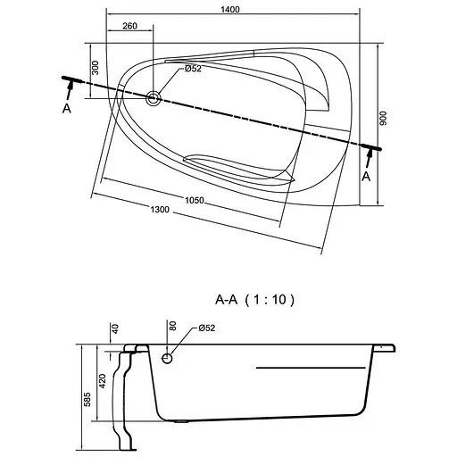 Ванна акрилова Cersant Joanna New 140x90 R - фото 3