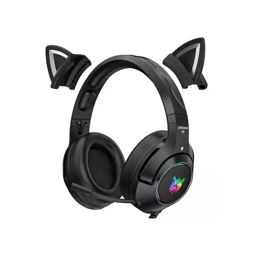 Дротова ігрова гарнітура Onikuma Gaming CAT with LED K9, USB, 3.5mm, 2.2m, black - фото 2