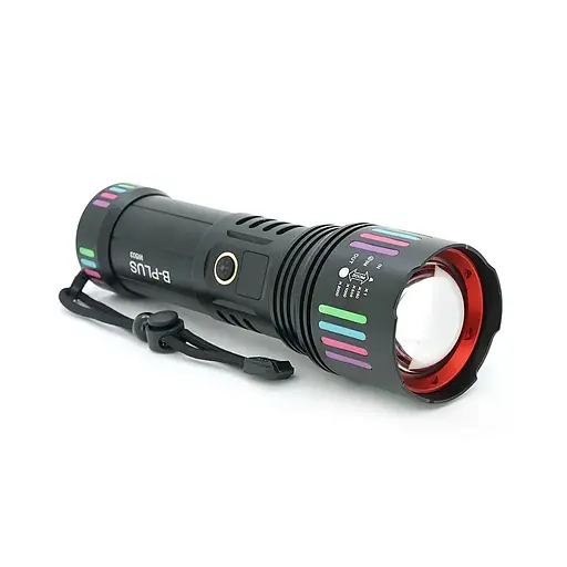 Ліхтар пошуковий BP-W503 LED PM60, 5 режимів, індикація заряду, живлення від 3*18650, IP65, кабель USB, 230х130х70мм, 0,850кг, Black, BOX