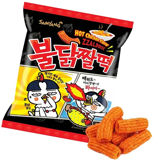 Снек Samyang хрустящие кукурузные палочки со вкусом курицы Samyang Buldak Zzaldduk Hot Chicken Flavor 120 г