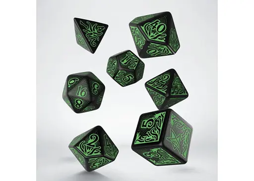 Набір кубиків Call of Cthulhu 7th Edition Black & green Dice Set , 7 шт. (SCTR06) - фото 2