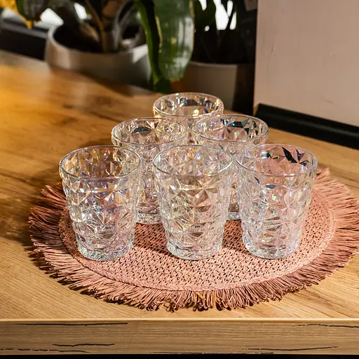 Набор стеклянных стаканов 6 штук 250 мл для сока лимонадов воды коктейлей стаканы стеклянные для напитков Yiwu HP-19-176 - фото 2