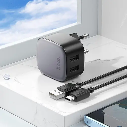 Сетевое зарядное устройство Hoco CS31A 2 х USB + кабель Type-C - фото 6