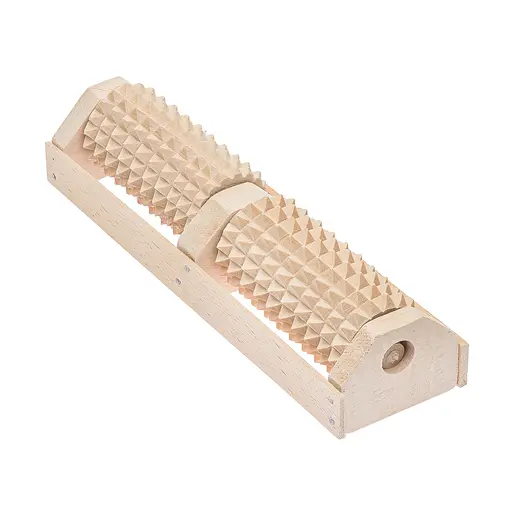 Масажер для ніг дерев'яний зубчастий на 2 ролики для двох ніг 25х7х5 см, Woodly 84979 - фото 3