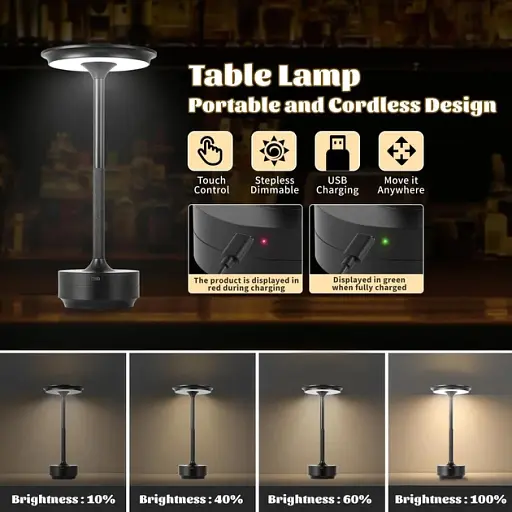 Настільна Led лампа нічник сенсорний димований з USB графіт - фото 3