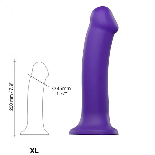 Фалоімітатор Strap-On-Me Dual Density Bendable XL 20 см фіолетовий - фото 4