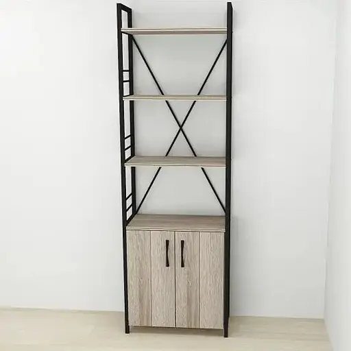 Етажерка 4/60 Ferrum-decor Серії Конект із тумбою 179x60x28 Чорний ДСП Сонома Трюфель (FRD-104488)