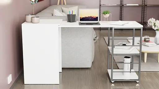 Стол-тумба трансформер Смарт 2/2 Ferrum-decor 750x1450x600 Черный металл ДСП Белое 16 мм (FRD-105102) - фото 11