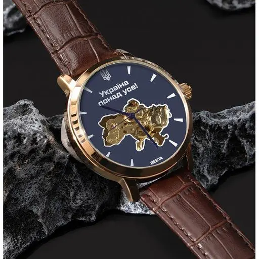 Чоловічий наручний годинник Besta Skeleton UA (Коричневий) - фото 8