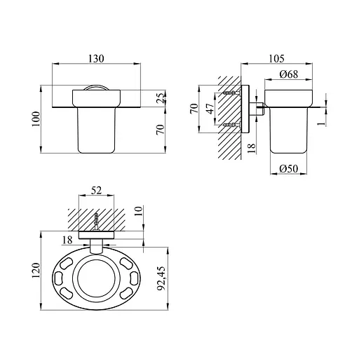 Стакан Kroner KRM Elbe - ACG2906-1 с держателем зубных щеток (CV022862) - фото 4