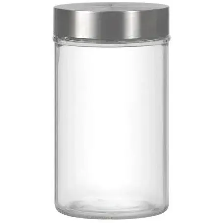 Скляна кругла банка з матовою кришкою з нержавіючої сталі 1л MILOS