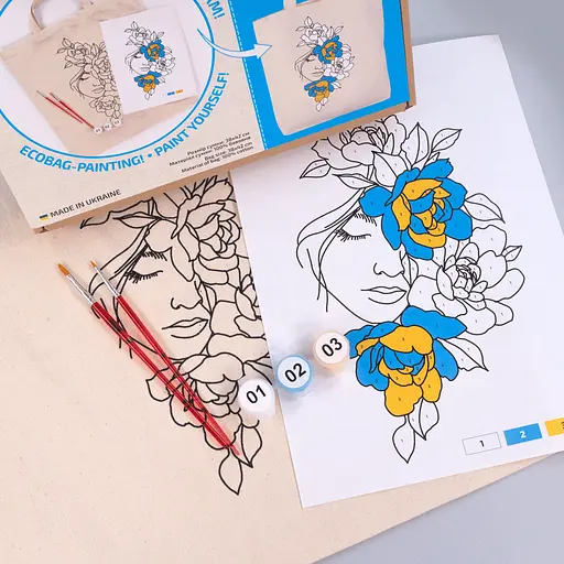 Набор экосумка-раскраска «Цветы в волосах» хлопок 220 г/м2 38х42см ROSA Talent [CD] - фото 5