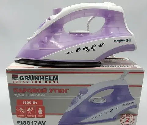 Гладильный паровой утюг Grunhelm EI8817AV c керамическим покрытием антипригарной подошвой - фото 4
