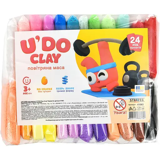Набір для творчості Strateg U'DO Clay 144 г (6 г x 24 шт.) (41063) - фото 1