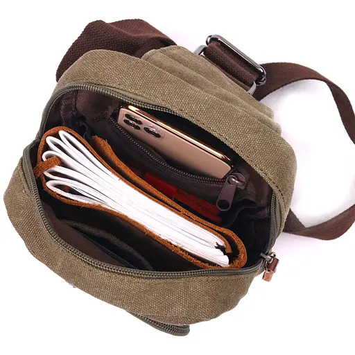 Современная сумка мужская через плечо из плотного текстиля Vintage 15х22х6 см sum0021426 - фото 5