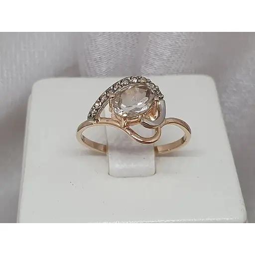 Золотое кольцо Ирида с бриллиантами и кварцем. 11592 17 - фото 2