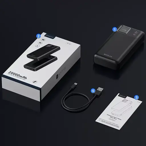 Зовнішній акумулятор Kuulaa RT-20 20000mAh 22.5W Power bank чорний - фото 3