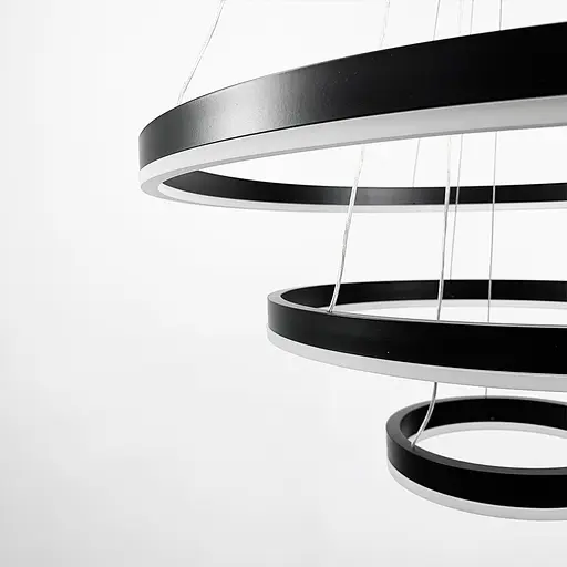 Cучасна люстра на три кільця у чорному каркасі Line.F Діаметр 60+40+20 см - фото 6