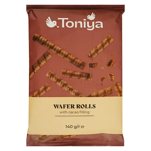 Трубочки вафельные Toniya с начинкой из какао 140 г