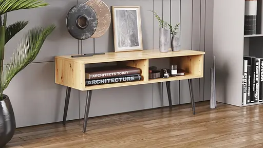 Тумба під ТВ Невада Ferrum-decor 45x100x38 Чорний метал ДСП Дуб Артізан 16 мм (FRD-106726) - фото 3