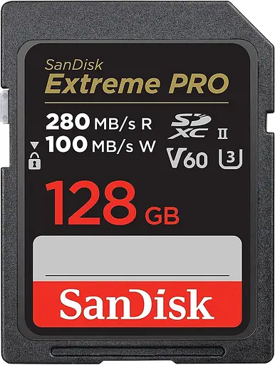Карта памяти Sandisk 128GB SD Extreme PRO V60 UHS-II 280/100MB/s,V60,C10,UHS-II (SDSDXEP-128G-GN4IN) - фото 1