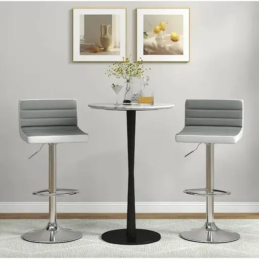 Комплект барных стульев Costway Alisa экокожа серый - фото 2