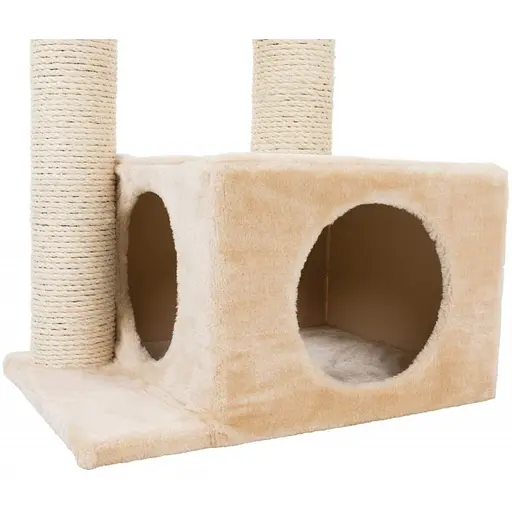 Когтеточка-комплекс Trixie Valencia для кошек с игрушкой на веревке сизаль/плюш бежевая 44х33х71 см - фото 2