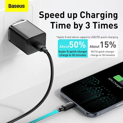 Зарядное устройство Baseus Type-C to Lightning cable Super Si Quick Charger Set - фото 10