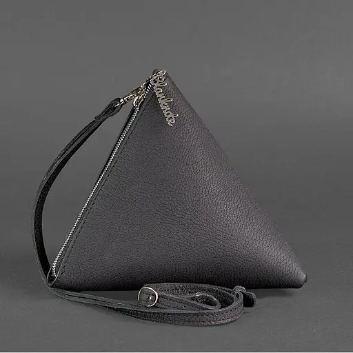 Шкіряна жіноча сумка-косметичка Піраміда чорна - фото 9