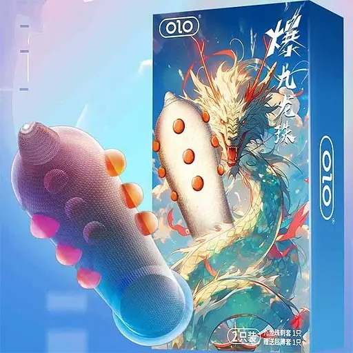 Презервативы ребристые ультратонкие OLO Nine Dragon латекс M 51-54 мм 2 шт - фото 2