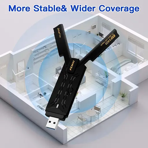 Бездротовий USB Wi-Fi адаптер Fenvi FU-AXE5400, 2.4 / 5 / 6 GHz Mu-MIMO 6E чорний (18839) - фото 4