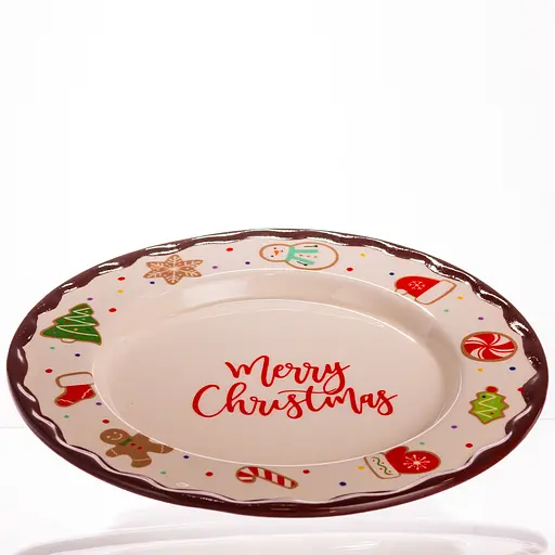 Новогодняя тарелка из фарфора Merry Christmas тарелка на рождество Ø27.5 см тарелки рождественские Yiwu CR-1-39 - фото 2