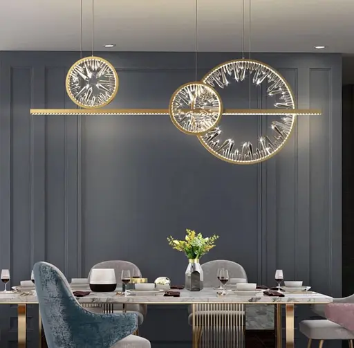 Видовжена світлодіодна люстра із кришталевими камінчиками | Арт. NO 3-1200 | Line F - фото 4