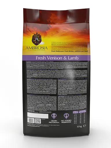Уцінка. Корм сухий Ambrosia Grain Free Dog Adult Fresh Venison & Lamb для дорослих собак усіх порід зі свіжою олениною та ягням 12 кг - фото 3