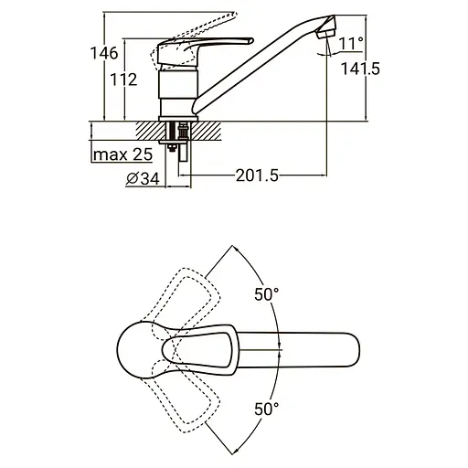 Змішувач для кухні Aquatica MD-2B244C 9712130 - фото 2