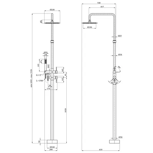 Душевая колонна уличная Kroner KRP Edelstahl Klassisch - ESG080 (CV036395) - фото 11