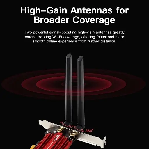 Мережева карта Fenvi FV-AXE3000 Bluetooth 5.2 + Wi-Fi 2.4 / 5 / 6 GHz PCI-E з антенами (18840) - фото 3