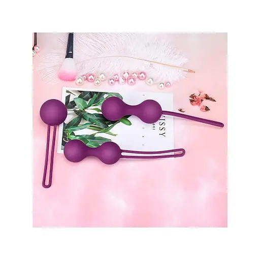 Комплект силіконових вагінальних кульок 3 шт. Фіолетовий - фото 4