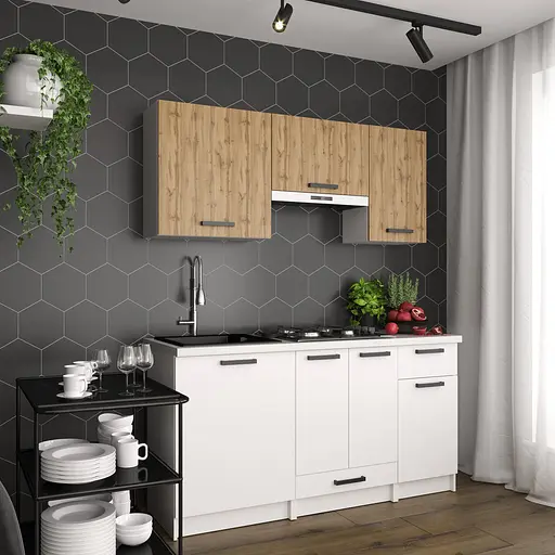 Кухня модульная MebelStar Nika 1,6 м Дуб тахо/Аляска белый (MBS-1453)