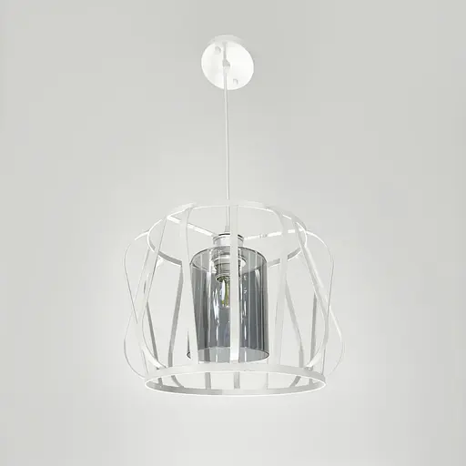 Підвісний світильник із графітовим плафоном у білому корпусі 32×23 см | Арт. 12682/1 WT+GR | Line F - фото 2