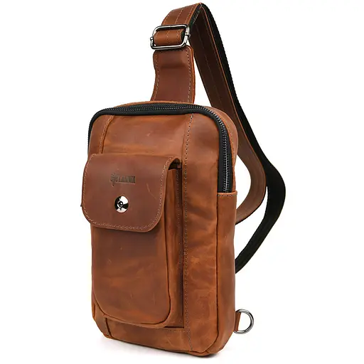 Мужской коньячный слинг из кожи крейзи хорс TARWA 27.5х18х4 см sum0028236 - фото 1