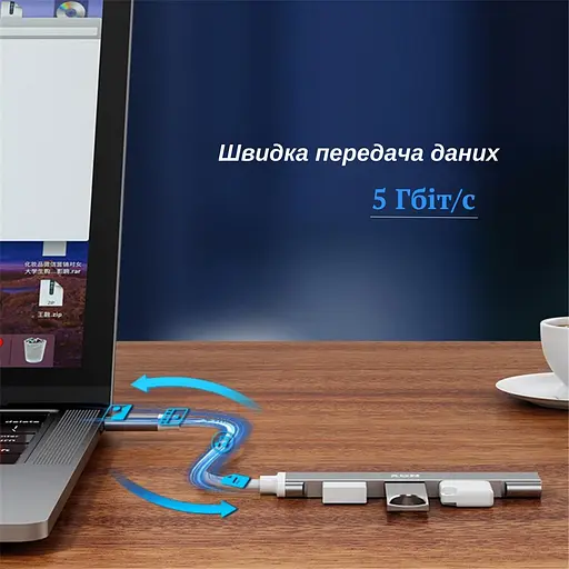 USB-хаб XON SmartHub Type-C на USB3.0 + 3хUSB2.0 Серый (UHCXM041332G 4965) - фото 4