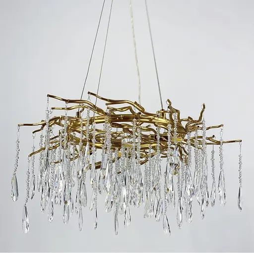 Люстра в золотистом корпусе с подвесными хрустальными элементами Ст. MD 6006 GD | Line F - фото 1