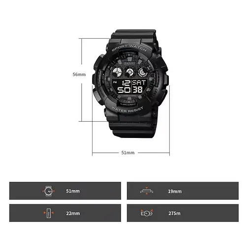 Чоловічий спортивний годинник Skmei 1857 (Чорний) - фото 7