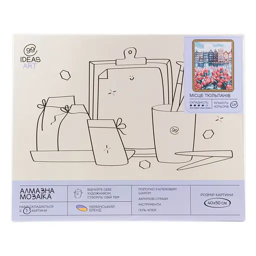 Набір з алмазною мозаїкою "Місце тюльпанів" 40*50 см, IDEA2-CK5865, ТМ "99IDEAS" - фото 4